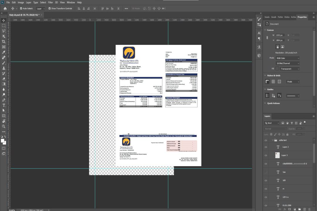 Iran, Venezuela Bi, relevé hypothécaire de la Banque Nationale Modèle Word et PDF template